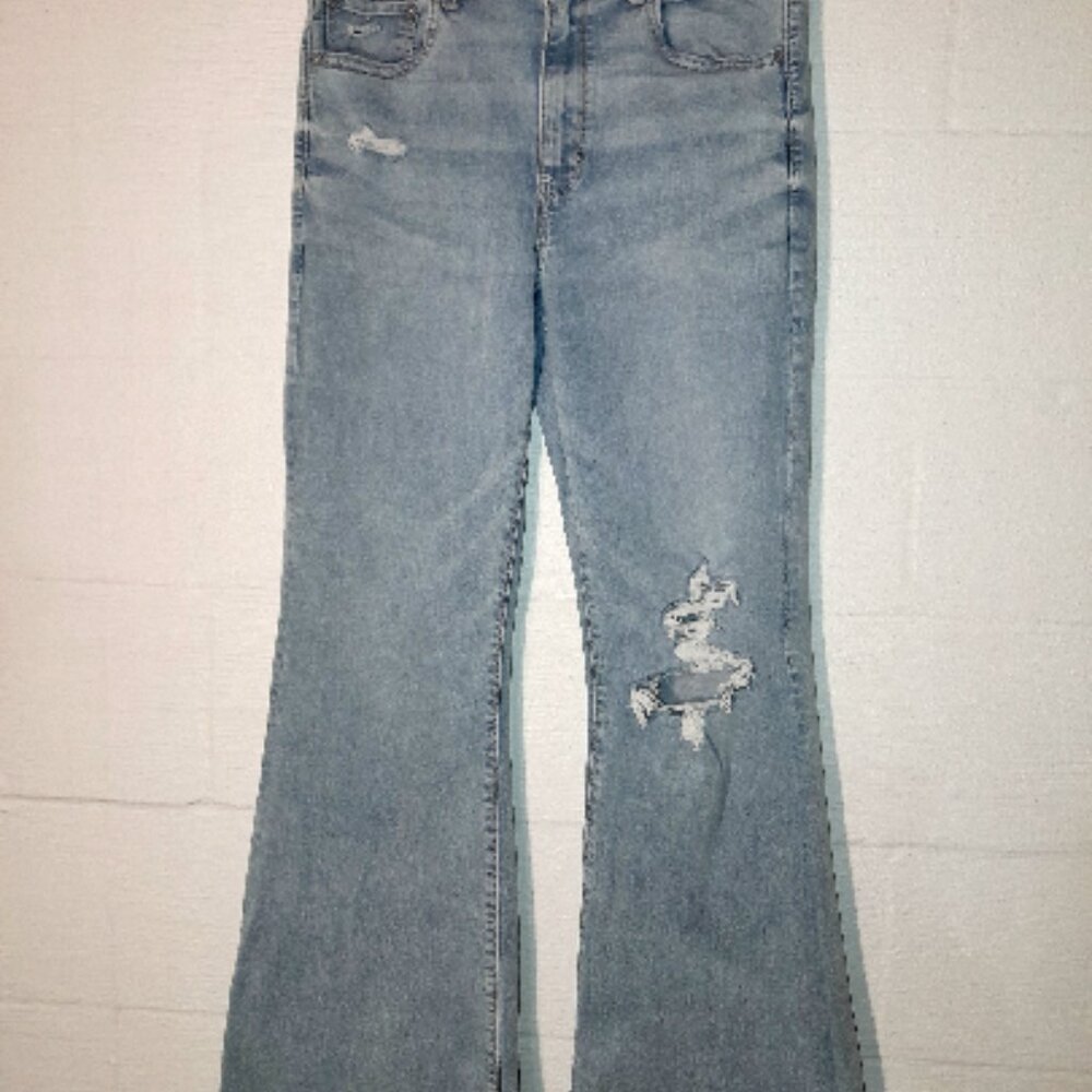 AE Next Level Ripped Super High-Waisted Flare Jean American Eagle Sz 12 Reg NWOT - Picture 3 of 12